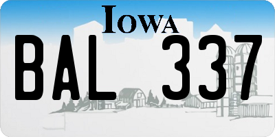 IA license plate BAL337