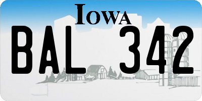 IA license plate BAL342