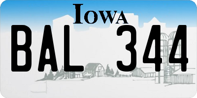 IA license plate BAL344