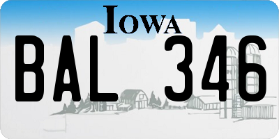IA license plate BAL346