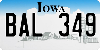 IA license plate BAL349