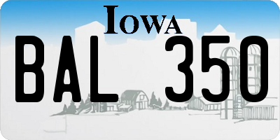 IA license plate BAL350