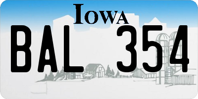 IA license plate BAL354