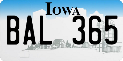 IA license plate BAL365