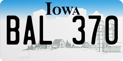 IA license plate BAL370
