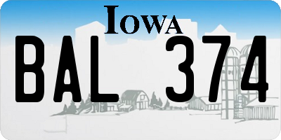 IA license plate BAL374