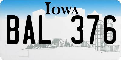 IA license plate BAL376