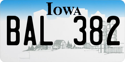 IA license plate BAL382