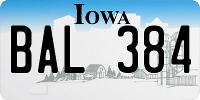 IA license plate BAL384