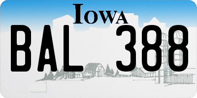 IA license plate BAL388