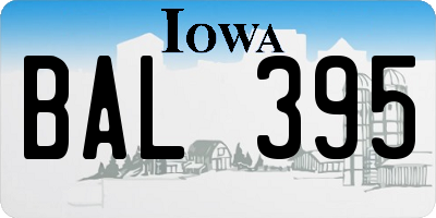 IA license plate BAL395