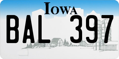 IA license plate BAL397