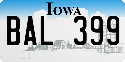 IA license plate BAL399