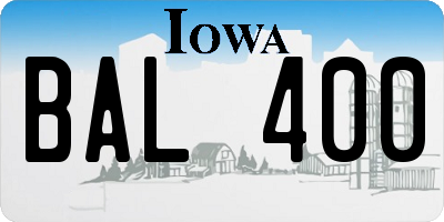 IA license plate BAL400