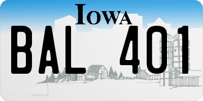 IA license plate BAL401