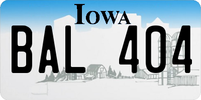 IA license plate BAL404