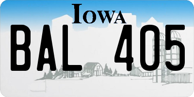 IA license plate BAL405