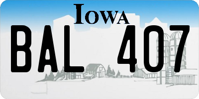 IA license plate BAL407