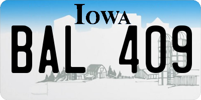 IA license plate BAL409