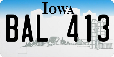 IA license plate BAL413