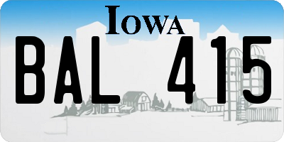 IA license plate BAL415