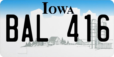 IA license plate BAL416