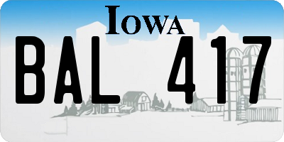 IA license plate BAL417