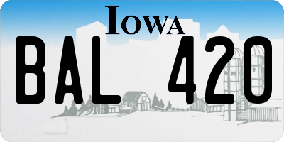 IA license plate BAL420