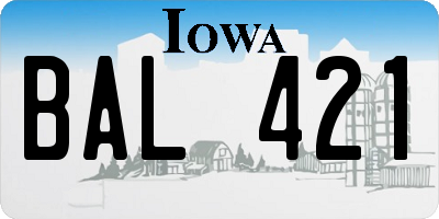 IA license plate BAL421