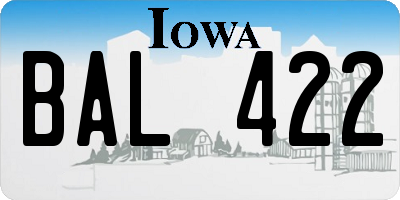 IA license plate BAL422