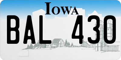 IA license plate BAL430