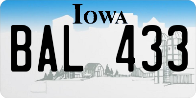 IA license plate BAL433