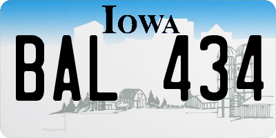 IA license plate BAL434