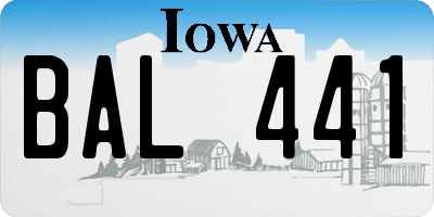 IA license plate BAL441