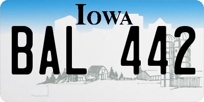 IA license plate BAL442