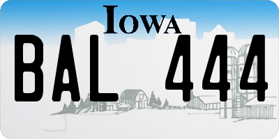 IA license plate BAL444
