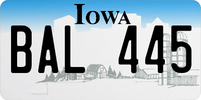 IA license plate BAL445