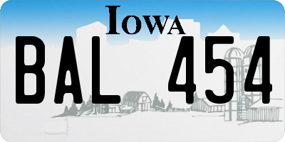 IA license plate BAL454