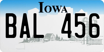 IA license plate BAL456