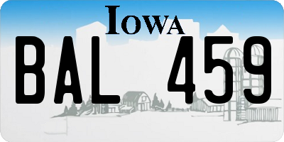 IA license plate BAL459