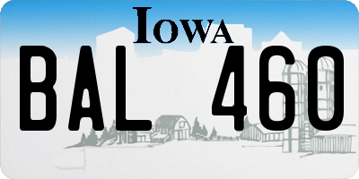 IA license plate BAL460