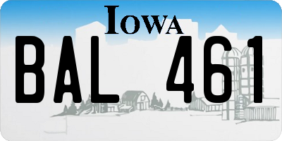 IA license plate BAL461