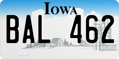 IA license plate BAL462