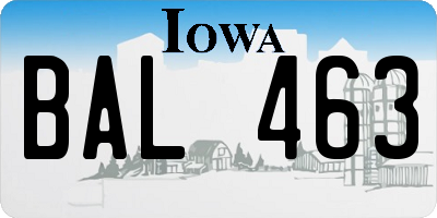 IA license plate BAL463