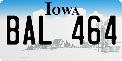 IA license plate BAL464