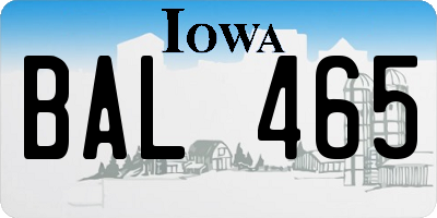 IA license plate BAL465