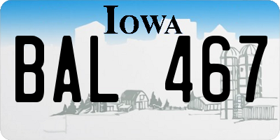 IA license plate BAL467