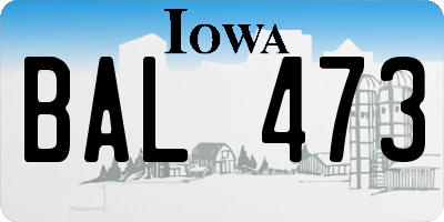 IA license plate BAL473