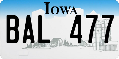 IA license plate BAL477