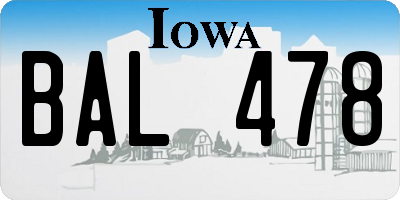 IA license plate BAL478